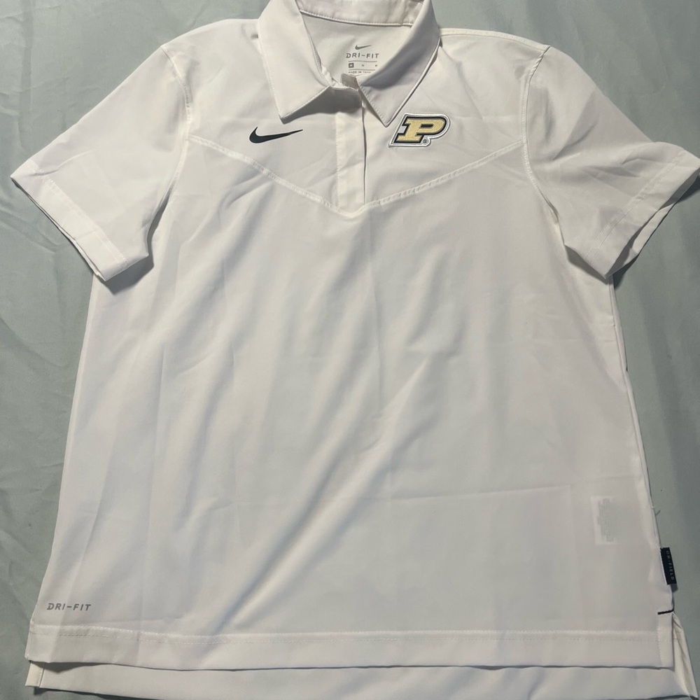 Nike White Dri-FIT Polo with  Purdue Logo